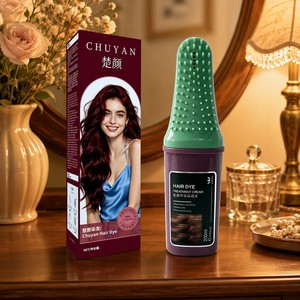 Crème colorante pour cheveux avec applicateur peigne 200ml Couleur Bourgogne à base de plantes Nourrissante Vente en gros OEM - Product Image 1