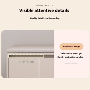 Sgabello Moderno Semplice in Legno Massello per Cambio Scarpe, Mobiletto Basso Integrato, <span class=keywords><strong>Scarpiera</strong></span> Piccola Antipolvere per Ingresso Soggiorno - Product Image 3