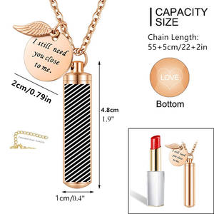 Ti amo <span class=keywords><strong>ancora</strong></span> per animali domestici ciondolo in urna cremazione cilindro in acciaio inossidabile con ciondolo in cenere d'argento ricordo catene con ali d'angelo - Product Image 5