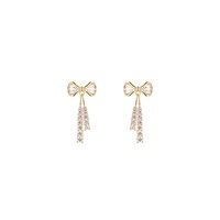 Boucles d'oreilles tendance avec nœud et pampilles en cristal pour femme, bijoux de fête, accessoires à la mode, cadeaux, bijoux féminins