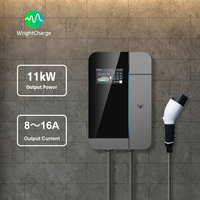 Tipo 1/Tipo 2/GBT/NACS 	 Cargador de Pared WiFi para Vehículos Eléctricos, Nivel 2 AC 11kW con RFID, OCPP, LCD, DLB, Programación Inteligente para Carga en el Hogar