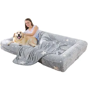 Cuccia per cani umani lavabile in pelliccia sintetica letto per adulti ovali rimovibili Memory Foam a forma umana letto per cani gigante