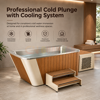 Baignoire de plongeon froid avec refroidisseur, en bois et acier inoxydable, pour la récupération sportive à domicile et en salle de sport