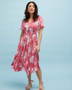 Suave y transpirable impreso rayón ropa de maternidad de la frente de agradable Casual Midi vestido de lactancia - Product Image 3
