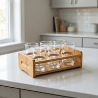 Présentoir Rustique en Bois Élégant pour Tasses, Organisateur de Rangement en Bambou pour Verres, Outil de Service de Cuisine Intérieur