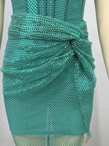 Robe <span class=keywords><strong>de</strong></span> soirée formelle pour <span class=keywords><strong>femme</strong></span> A11236, vert émeraude, à sequins, à bretelles, avec un devant torsadé, une fente haute, une jupe en maille, moulante, pour Noël - Product Image 6