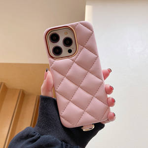 Lanière en cuir pour appareil photo en métal <span class=keywords><strong>de</strong></span> style petit parfum étui <span class=keywords><strong>de</strong></span> téléphone portable motif diamant pour Apple 16/17/17pro - Product Image 3