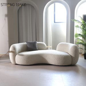 Sofá Moderno Blanco para Sala <span class=keywords><strong>de</strong></span> Estar, Sofá <span class=keywords><strong>de</strong></span> <span class=keywords><strong>3</strong></span> <span class=keywords><strong>Plazas</strong></span>, Muebles Modernos <span class=keywords><strong>de</strong></span> Lino, Sofá Modular Curvo <span class=keywords><strong>de</strong></span> Lujo para el Hogar - Product Image 4