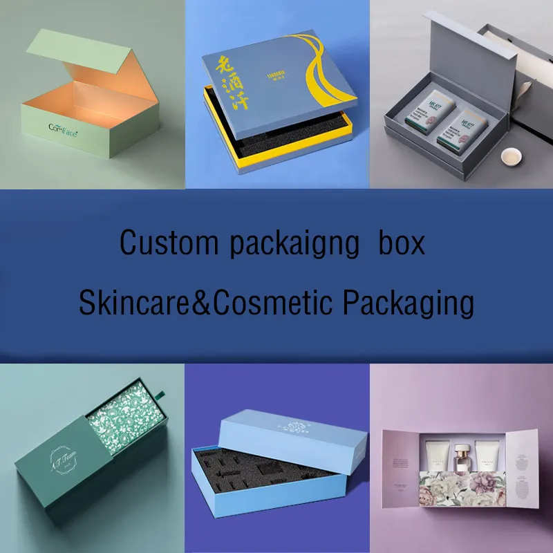 Custom Luxury Skincare Cosmetics Magnetic Packaging Box Makeup Gift Box For Cosmetics Set