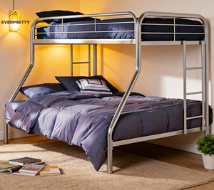 Cadre de <span class=keywords><strong>Lit</strong></span> Métallique <span class=keywords><strong>Superposé</strong></span> <span class=keywords><strong>avec</strong></span> Escalier, <span class=keywords><strong>Lit</strong></span> <span class=keywords><strong>Double</strong></span> <span class=keywords><strong>en</strong></span> Fer Moderne pour Dortoir Scolaire, Auberge de Jeunesse et Petite Chambre d'Appartement - Product Image 2
