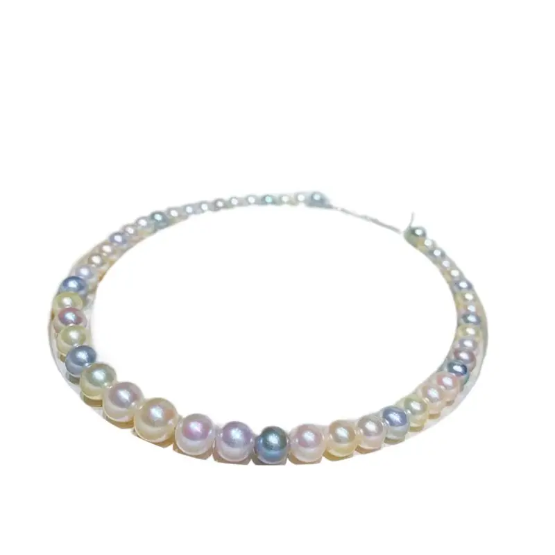 Bleu naturel akoya perles en vrac, vente en gros de haute qualité japon eau salée 7mm blanc or noir bleu rond akoya collier de perles