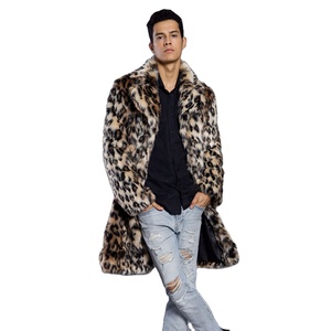 Cappotto con colletto da uomo in pelliccia di leopardo in pelliccia sintetica cappotto caldo autunno e inverno nuovo stile - Product Image 1