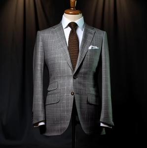 Chaqueta de <span class=keywords><strong>traje</strong></span> de hombre a <span class=keywords><strong>cuadros</strong></span> <span class=keywords><strong>gris</strong></span> personalizada hecha en China Chaqueta de <span class=keywords><strong>traje</strong></span> de lana de un solo pecho - Product Image 6