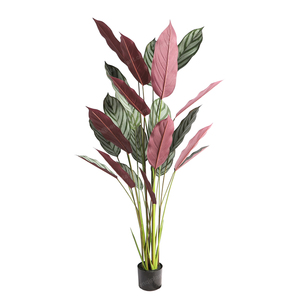 ต้นบอนไซเทียมเหมือนจริงสีแดงเทียมนกเทียมจากสวรรค์บอนไซใบตองของตกแต่งในร่มต้นไม้ประดิษฐ์กล่องต้นไม้ตกแต่งบ้าน - Product Image 5