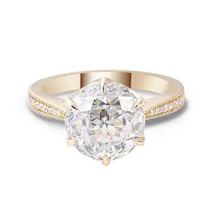Anel de casamento de 18k puro, anel vvs de noivado e cor de def, anéis de pedra preciosa para mulheres, design feminino 2023