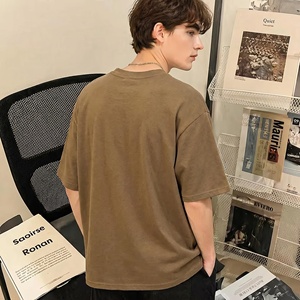 Camisetas de moda para hombre de punto de una pieza, extragrandes, con estampado DTF de paisaje, efecto desgastado, de 300g, personalizadas al por mayor - Product Image 2