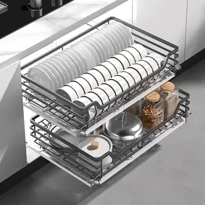 Armoire tirer fil tiroir de rangement panier cuisine tiroir panier armoire en acier inoxydable panier tiroir rangement porte-vaisselle
