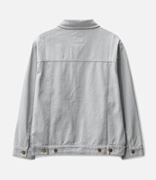 Conception personnalisée Distressted Patch 100% coton délavé gris clair Heavy Trucker Canvas Work Jacket Men