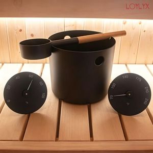 Seau de sauna moderne en bois de haute qualité avec ensemble de louche et pelle à eau pour vapeur sèche - Product Image 3