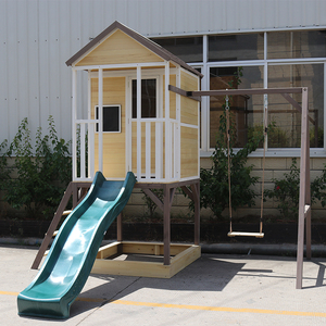 <span class=keywords><strong>Casetta</strong></span> da Gioco Grande per Bambini in Legno da Esterno Impermeabile per Giardino con Scivolo in <span class=keywords><strong>Plastica</strong></span> - Product Image 4