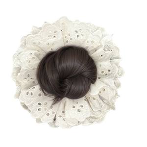 Perruque Chignon en Dentelle pour Femmes, Cheveux Courts, Couronne Haute, Volume Réaliste et Moelleux, Sans Colle, Style Blanc, Dentelle Transparente, Cheveux en Rouleau - Product Image 1