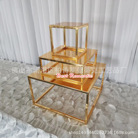 Support à gâteau rond en fer doré à 3 niveaux, présentoir à desserts, piédestal, centre de table pour mariage et Quinceañera, décoration de table, rehausseur de gâteau