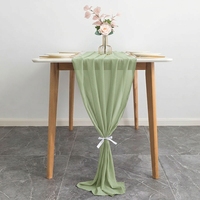 Chemin de table en gaze froissée transparente pour décoration de mariage et de fête, vente en gros, commande en gros, prix direct usine