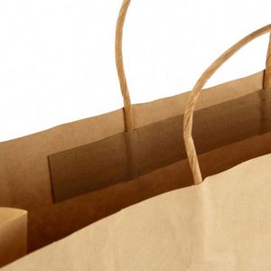 Sacs en papier kraft brun écologiques pour la vente à emporter de la restauration rapide avec poignées, sacs promotionnels - Product Image 2