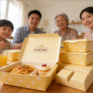 กล่องใส่อาหารแบบใช้แล้วทิ้ง 3 ช่อง แยกส่วน ดีไซน์ทันสมัย ลายดาว เป็นมิตรกับสิ่งแวดล้อม ย่อยสลายได้ ทำจากกระดาษ  รับทำโลโก้ กล่องใส่อาหารร้อนแบบนำกลับบ้าน - Product Image 5