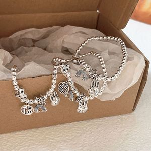 S925 Sterling Silver Rabbit <b>Bracelet</b> For Women Cartoon Animal Zodiac <b>Beaded</b> Jewelry Everyday Wear - Product Image 3