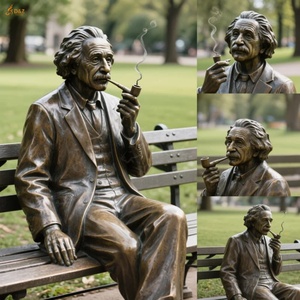 La Boca del banco de parque sentado fundido a mano de latón personalizado tiene pipa de tabaco estatua de bronce famosa de <span class=keywords><strong>Albert</strong></span> Einstein de tamaño real para Park Square - Product Image 6