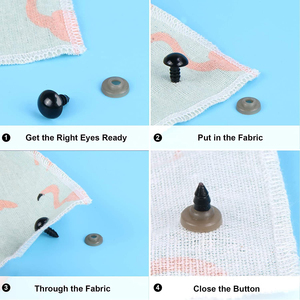 Yeux de sécurité en plastique noir pour jouets, artisanat de poupées, ours en peluche, fabrication de jouets en peluche, accessoires pour animaux amigurumi - Product Image 6