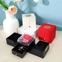 Vente en gros de boîte à bijoux rose de qualité bleue fleur éternelle boîte à bijoux à double ouverture boîte cadeau de fleurs pour la Saint-Valentin