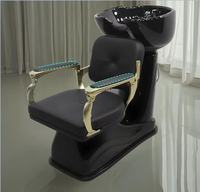 Fauteuil de lavage multifonctionnel moderne et durable en cuir avec bac en céramique pour salon de beauté et barbier (vente en gros)