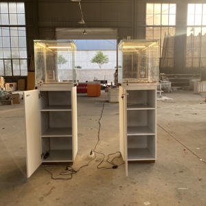 Hong Zhan <span class=keywords><strong>Artworld</strong></span>, vitrina de joyería LED de gama alta, Marco Chapado en titanio de acero inoxidable, tienda minorista duradera ecológica - Product Image 3