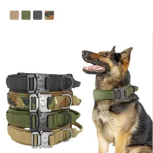 Toptan ağır çoklu renk pet eğitim hızlı bırakma metal toka yastıklı taktik köpek tasması