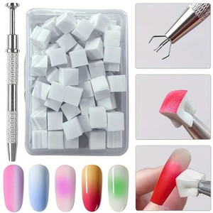 Herramienta de Esponja Adhesiva para Decoración de Uñas, Mini Bloque de Tofu de 1 cm, Esponja Cuadrada Pequeña para Difuminar Degradados, Clip de Sujeción - Product Image 1
