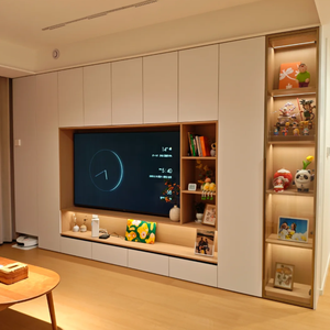 Meuble TV <span class=keywords><strong>en</strong></span> bois sur mesure pour salon, design moderne, construction durable, meuble de rangement pour salon - Product Image 2