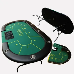 8名玩家德州霍尔登扑克桌赌场折叠扑克桌带衬垫导轨杯架定制扑克桌