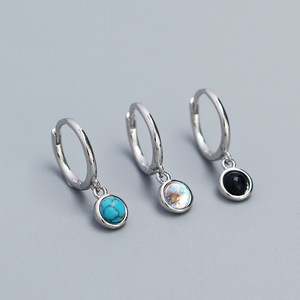 Bijoux de mode fins Boucles <span class=keywords><strong>d</strong></span>'oreilles en <span class=keywords><strong>argent</strong></span> 925 Plaqué or 18 carats Agate clair de lune <span class=keywords><strong>Turquoise</strong></span> Bleu Boucles <span class=keywords><strong>d</strong></span>'oreilles en <span class=keywords><strong>argent</strong></span> sterling pour femmes - Product Image 4