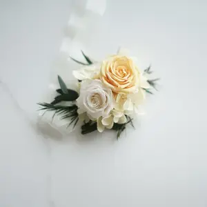 Yüksek kaliteli düğün bilek korsage çiçek parti gelin çiçek DIY korunmuş gül materialsn