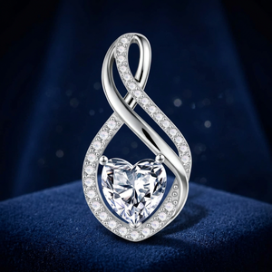 Collier en argent sterling 925 avec pendentif en moissanite taillée en cœur et bande torsadée infinie, pavé, cadeau de mariage pour femme - Product Image 2