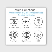 Lector de microchip térmico para animales, dispositivo lector RFID FDXB de 134,2 kHz, escáner de temperatura de chip para mascotas FDXB para perro, caballo, ganado, etiqueta de pozo