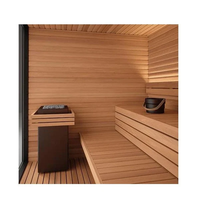Ruang Sauna Uap Tradisional Kayu Cedar Hitam untuk 2-4 Orang dengan Kompor dan Batu