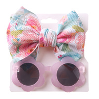 New Children'S Sunglasses Headband Set Baby Sun Flower Cartoon Toy Flowers Kids Sunglasses With Polyester Headband