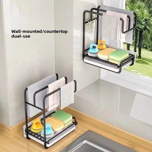Kitchen Metal L-Shaped Rag Rack Draining Rack Punch-Free Wall-Mounted Sponge <strong>Towel</strong> Holder <strong>Storage</strong> Shelving <strong>Unit</strong> - Product Image 2