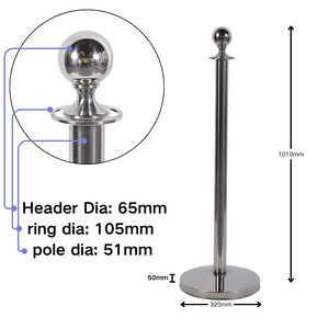 Palo di segnalazione in acciaio inox con base smussata alta 50 mm per traffico intensivo - Product Image 2