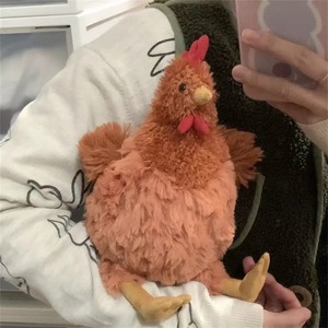 Peluche di gallina da fattoria carina e grassottella, 22 cm, morbida e testurizzata, bambola di pollo imbottita, divertente peluche di animale da fattoria, regalo per compleanno, decorazione per la casa - Product Image 3