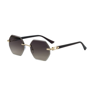 Custom Logo 2025 Fashion Retro Men Women Octagon <b>Gradient</b> Sun Glasses UV400 Rimless Polygon <b>Sunglasses</b> - Product Image 2
