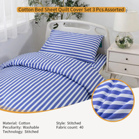 Drap de lit personnalisé de haute qualité en coton ensemble de housses de couette rayures bleues et blanches pour clinique maison de retraite 3 pièces assorties
